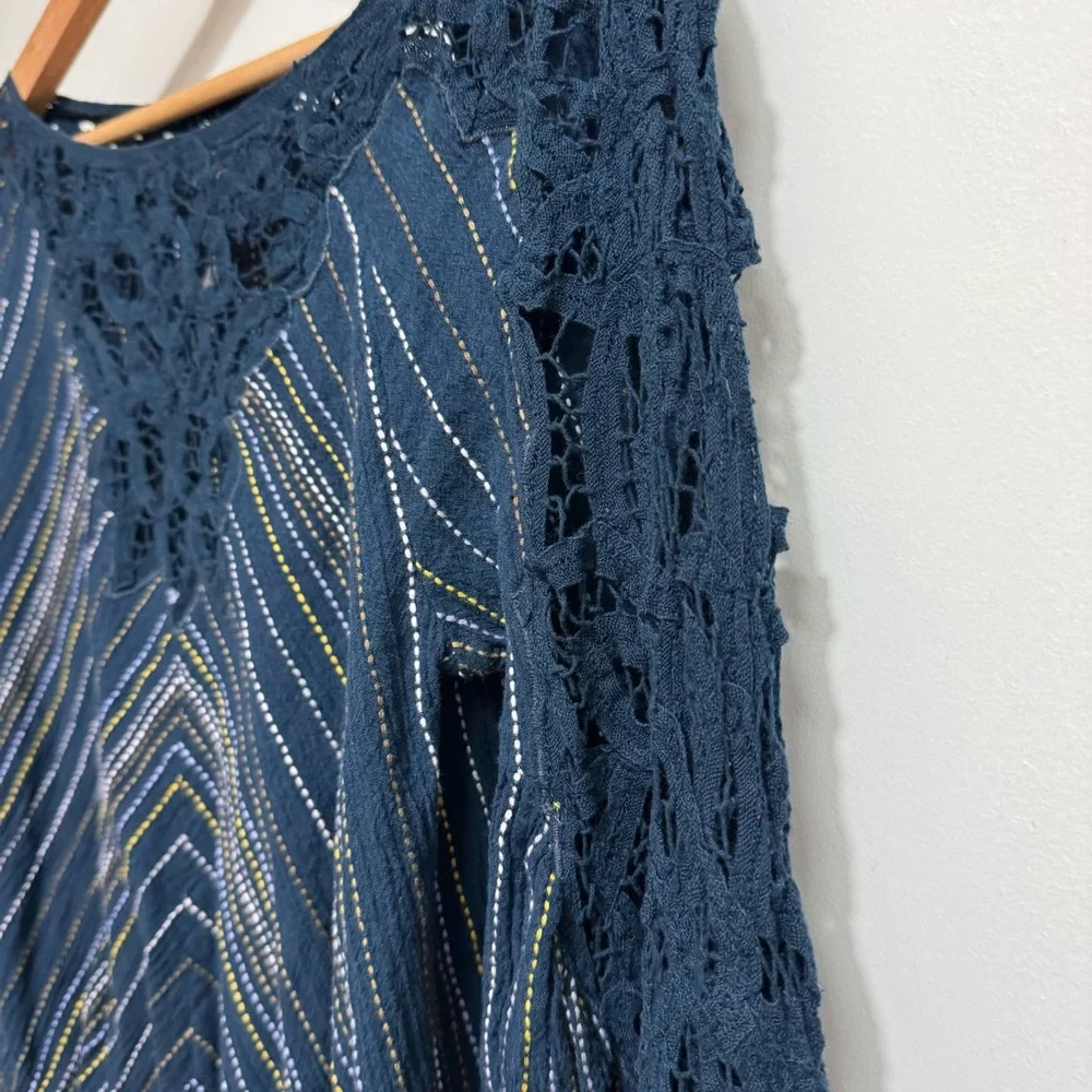 Free People Floating Memories Lace‎ Panel Embroidered Top XS
